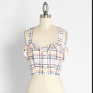 Modcloth Collectif Rainbow Plaid Crop Top